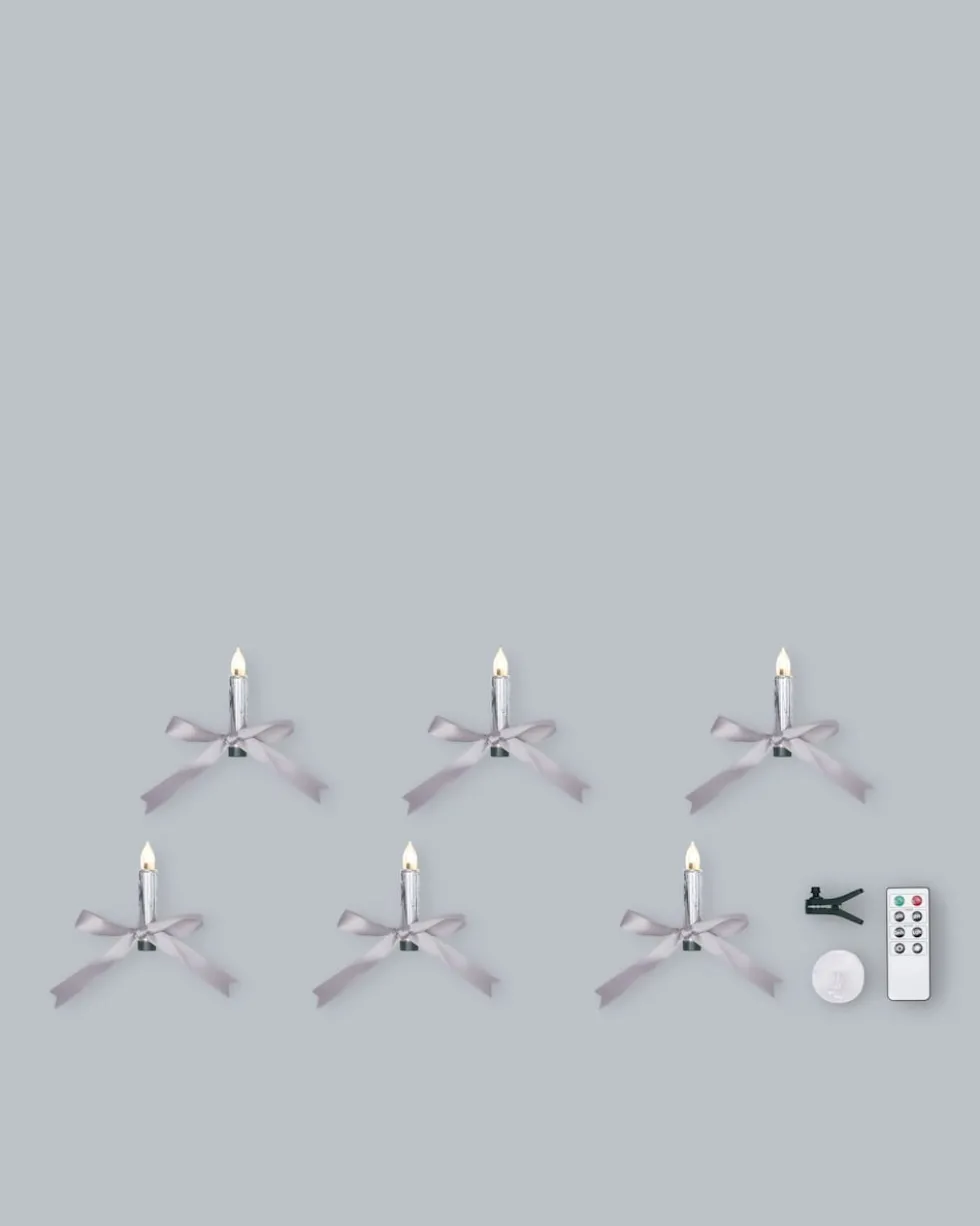 LED-Weihnachtsbaumkerzen mit Schleife, 6tlg.