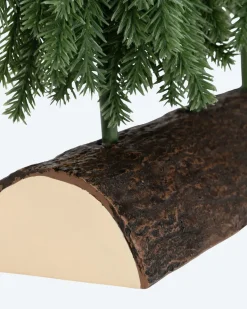 LED-Weihnachtsbäume auf Baumstamm, 3tlg.
