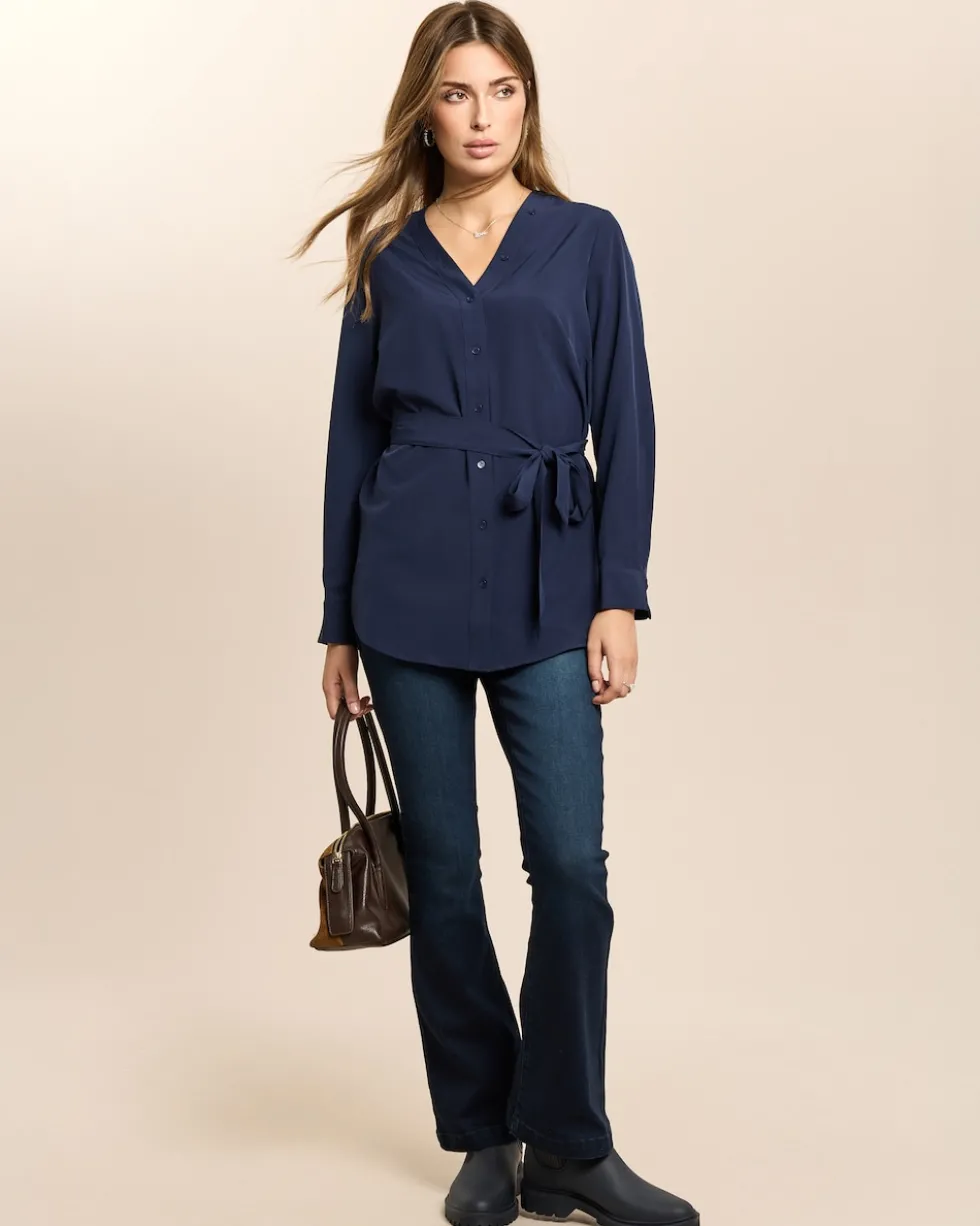 Longbluse mit Gürtel