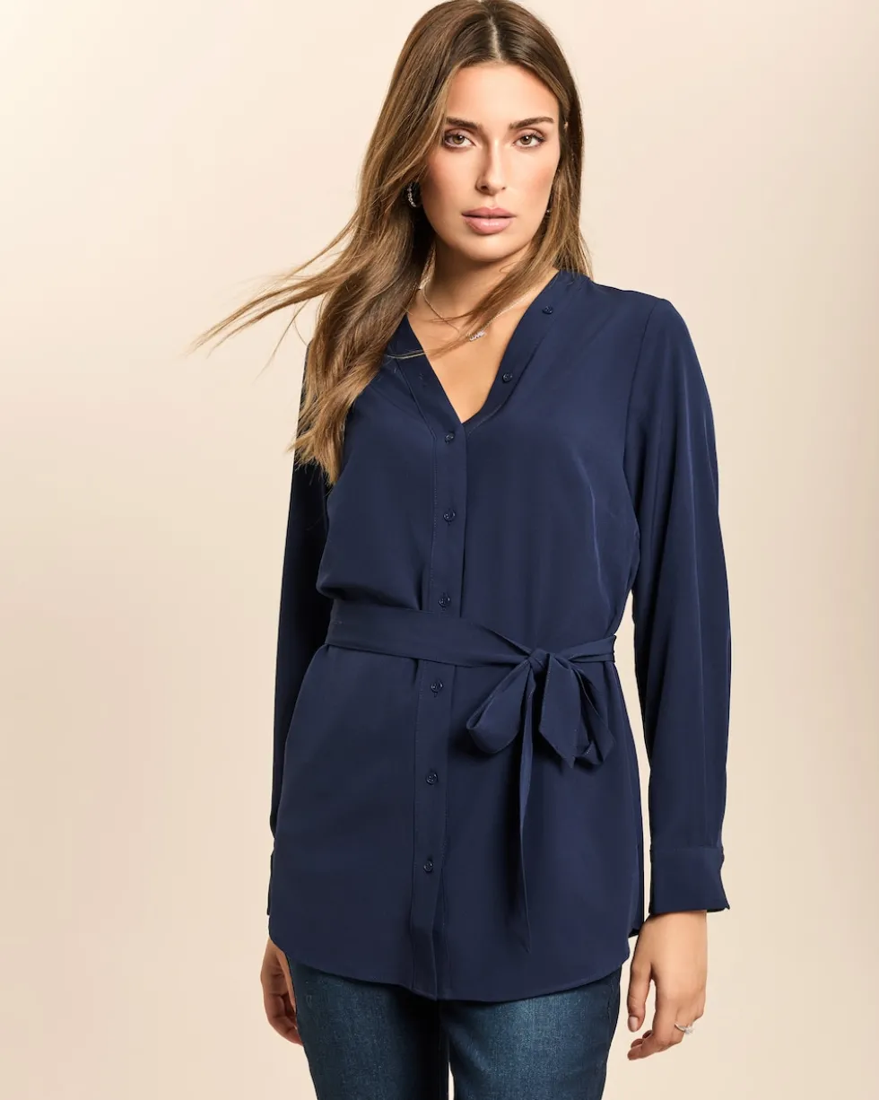 Longbluse mit Gürtel