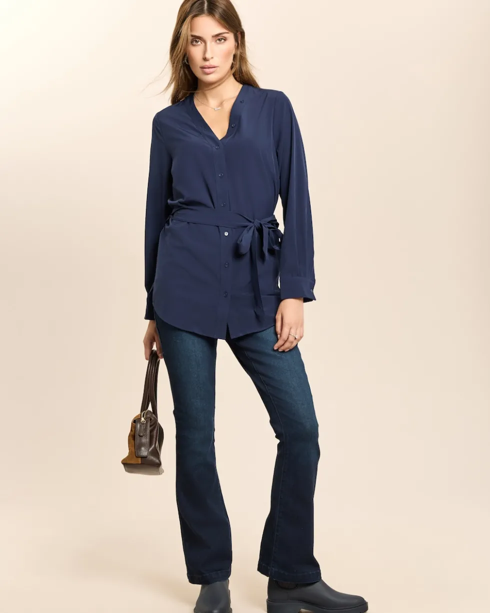 Longbluse mit Gürtel