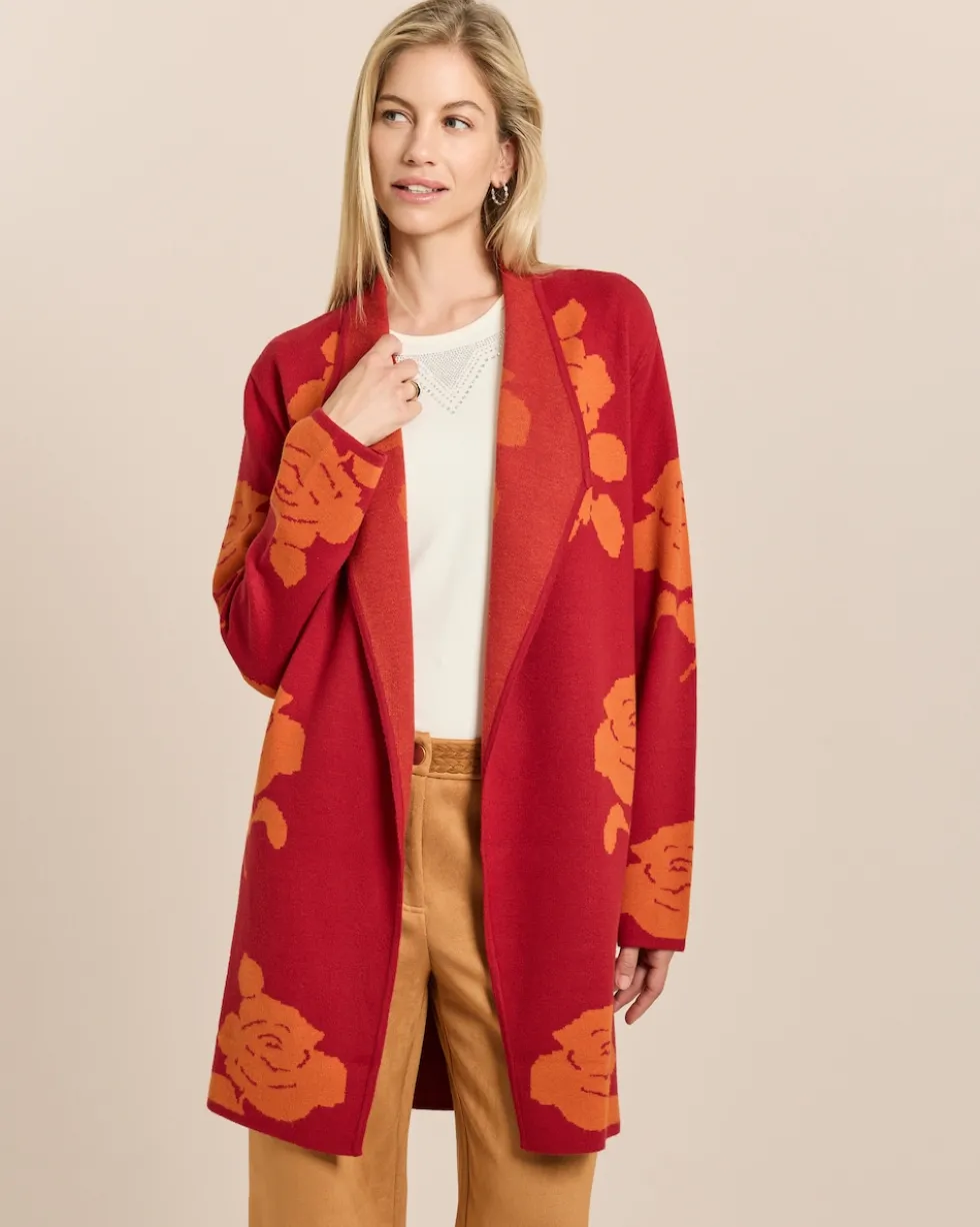 Longcardigan mit Rosen