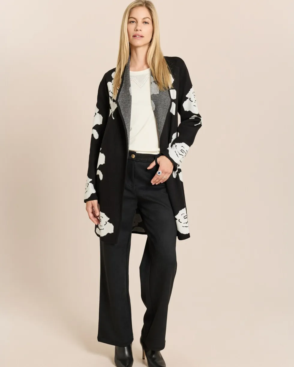 Longcardigan mit Rosen
