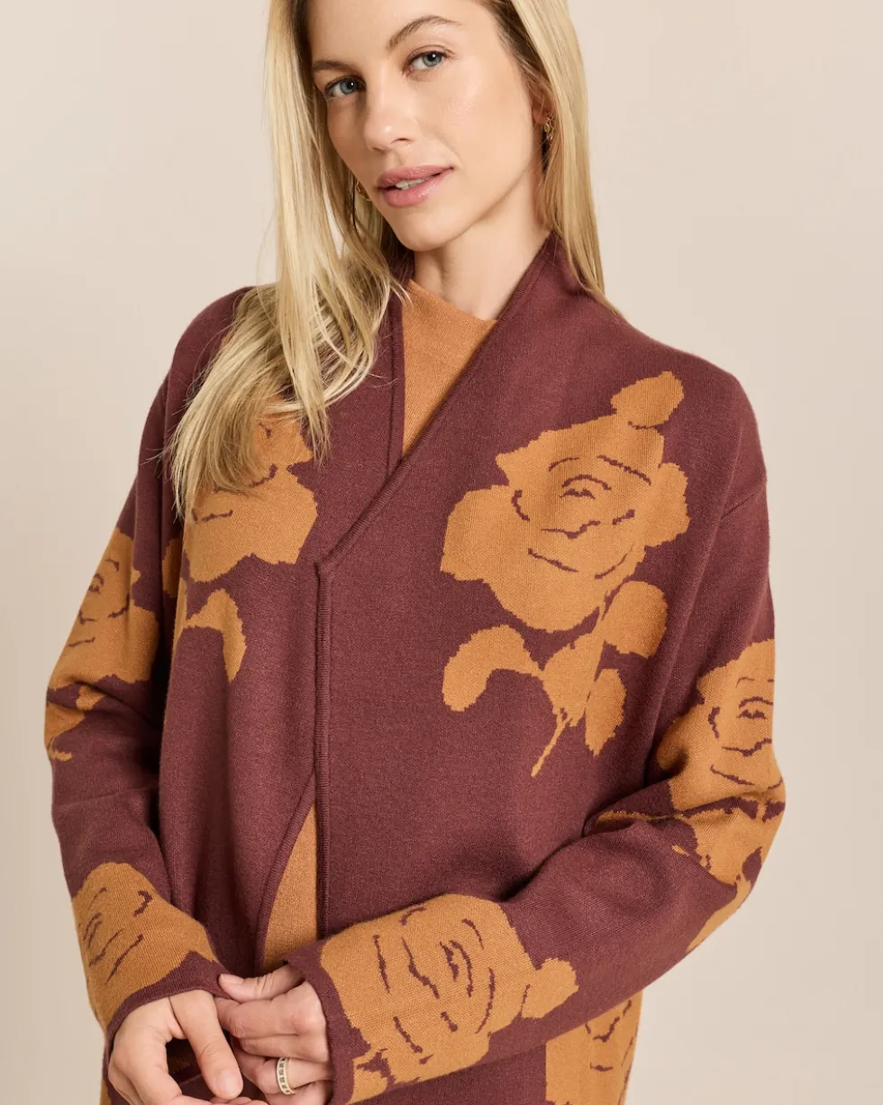 Longcardigan mit Rosen