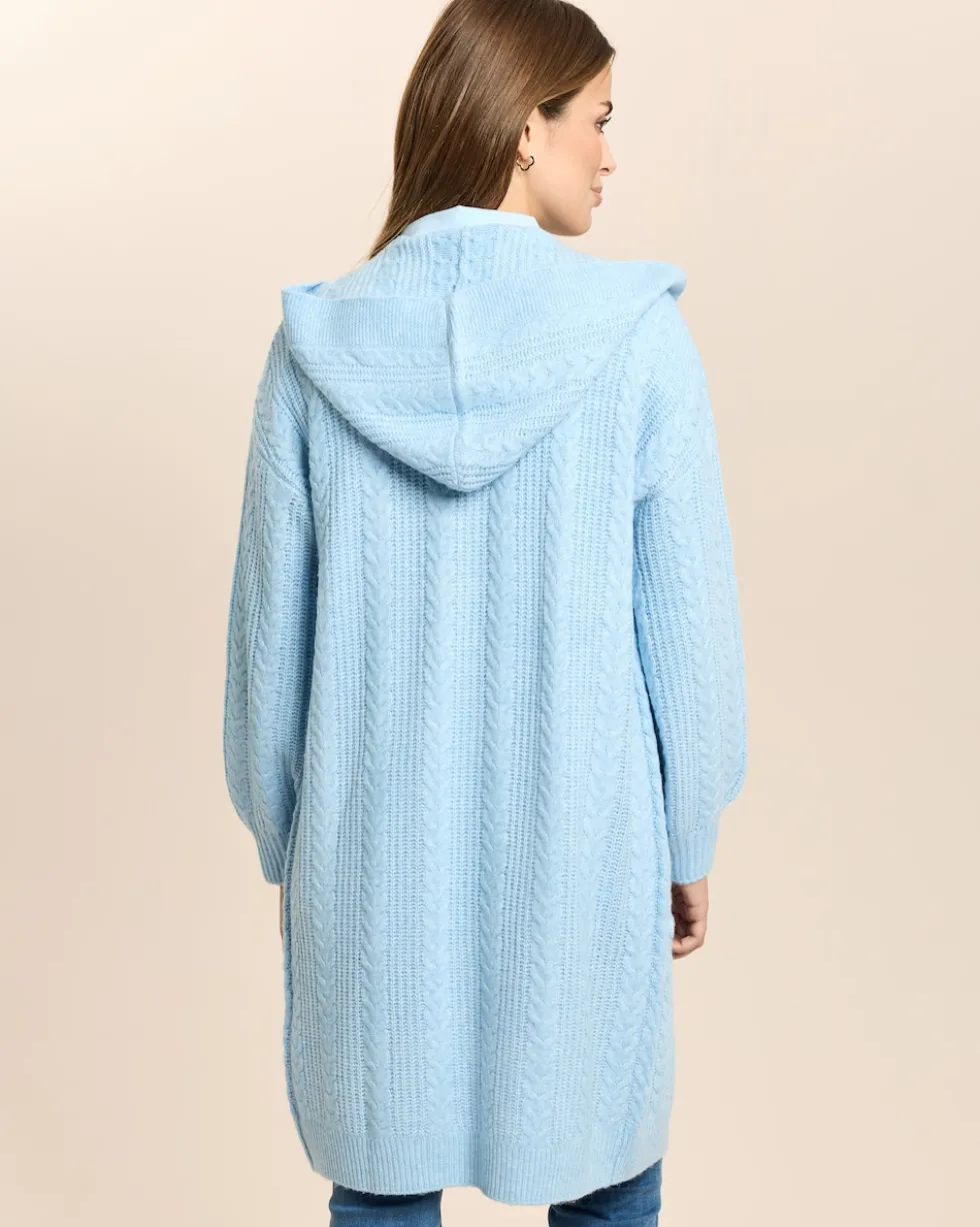 Longcardigan mit Zopfmuster