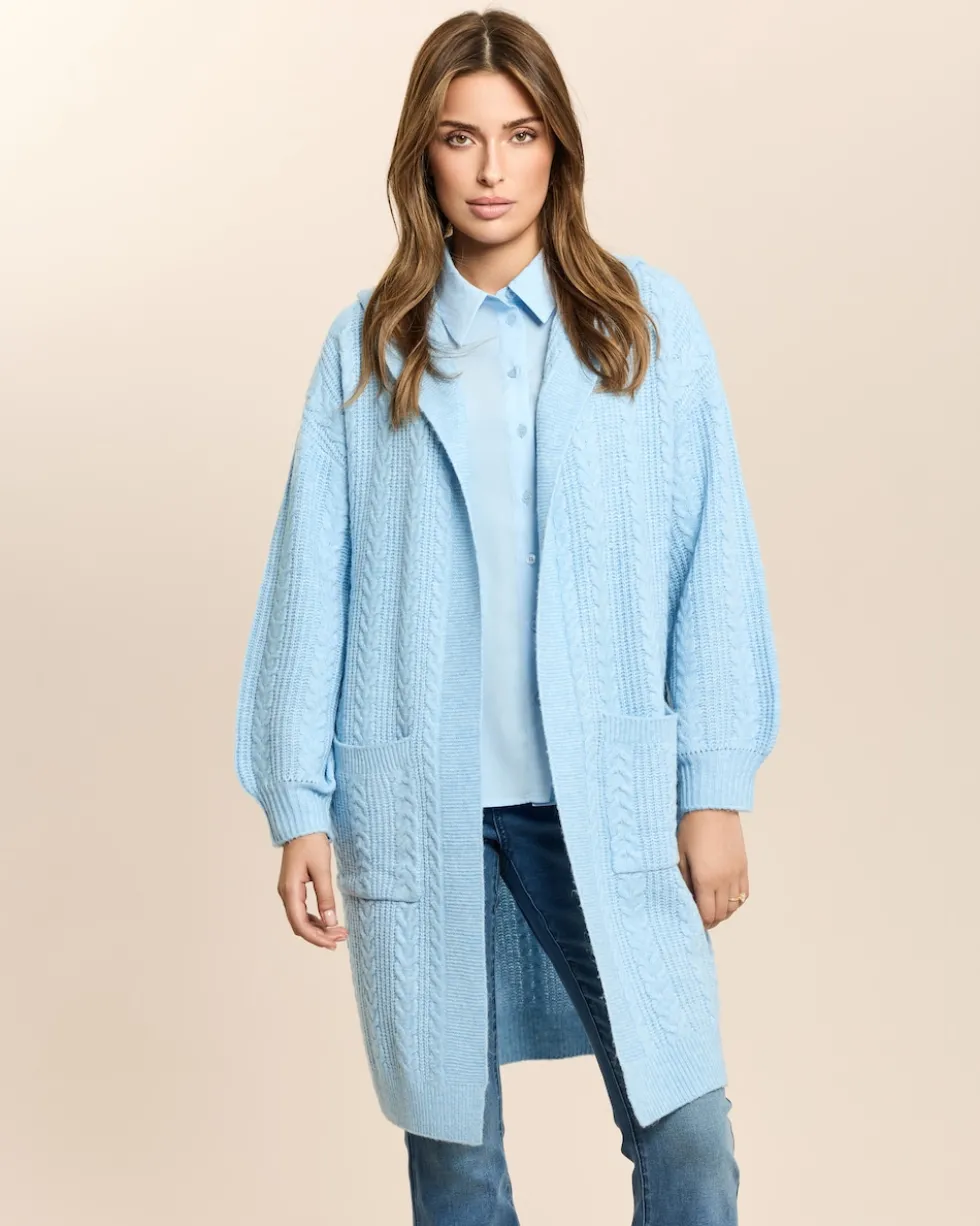 Longcardigan mit Zopfmuster