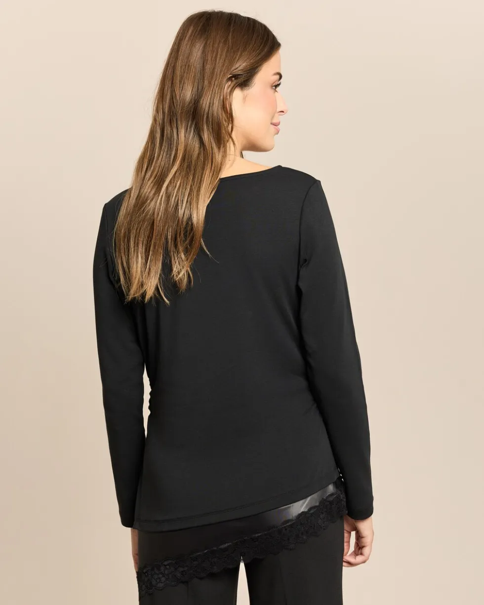 Longshirt mit Spitzensaum