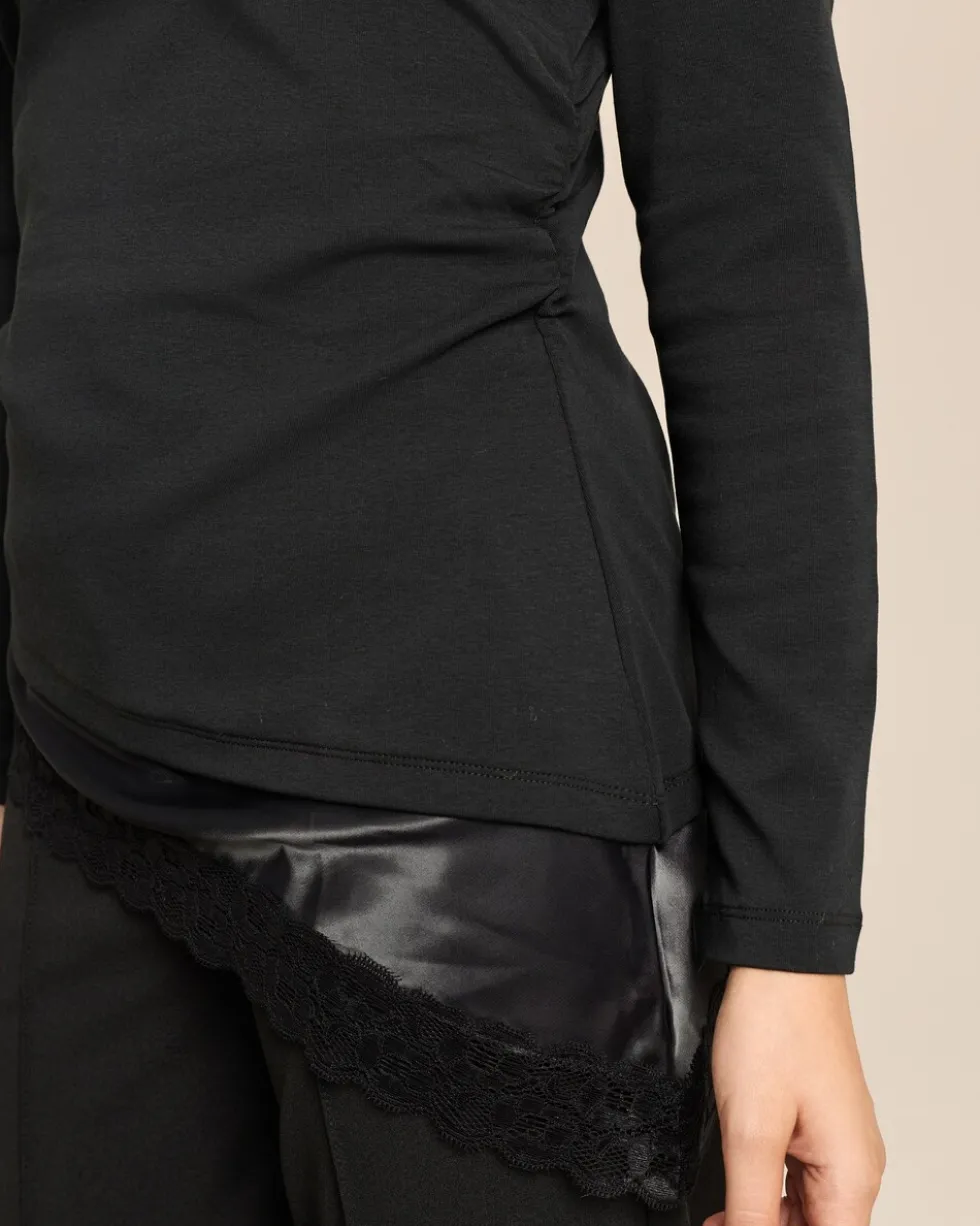 Longshirt mit Spitzensaum