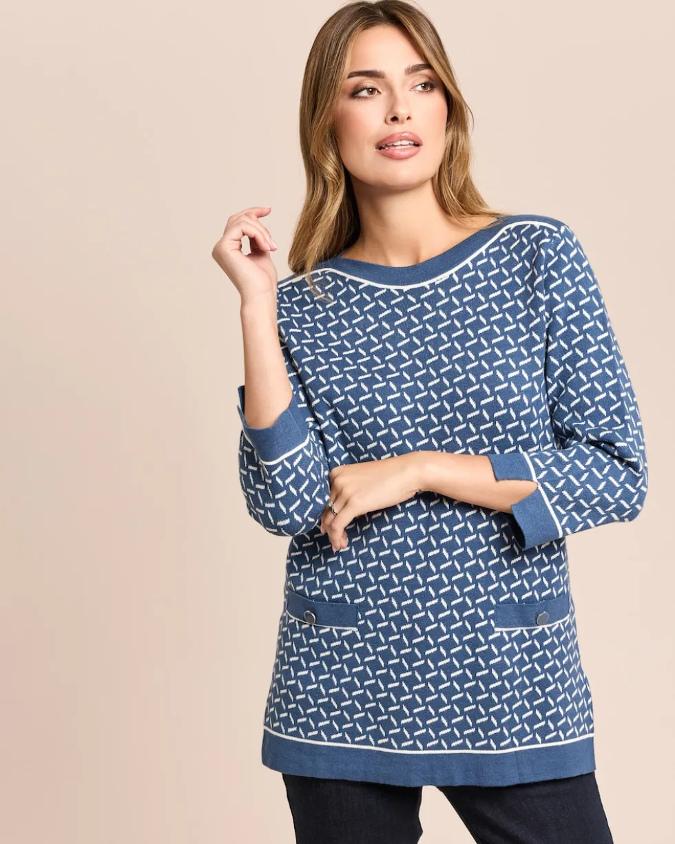 Midi-Pullover Jacquard-Strick