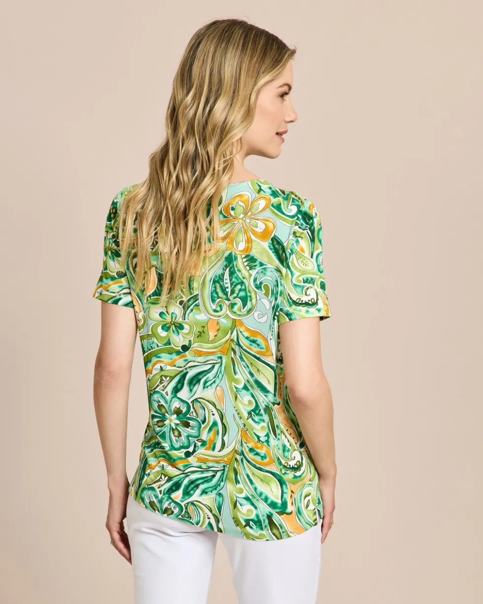 Midi-Shirt mit Accessoire am Ausschnitt