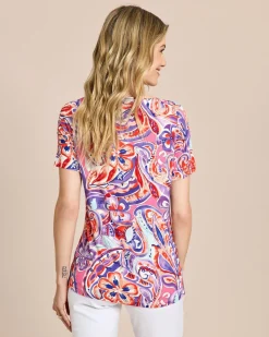 Midi-Shirt mit Accessoire am Ausschnitt