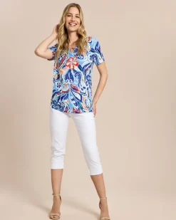 Midi-Shirt mit Accessoire am Ausschnitt