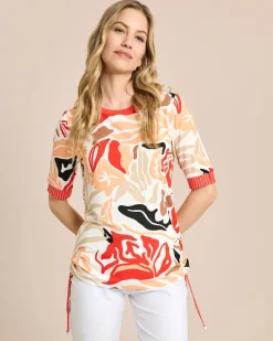Midi-Shirt mit Druck und Bänderdetail
