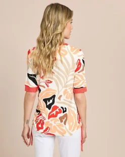 Midi-Shirt mit Druck und Bänderdetail