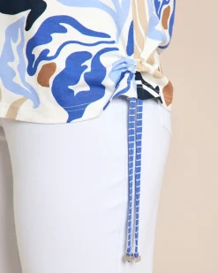 Midi-Shirt mit Druck und Bänderdetail