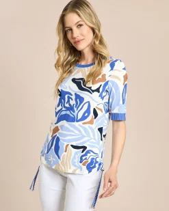 Midi-Shirt mit Druck und Bänderdetail