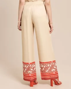Palazzohose mit Druck am Saum