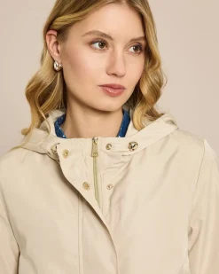 Parka-Jacke mit floralem Besatz