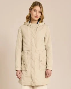 Parka-Jacke mit floralem Besatz