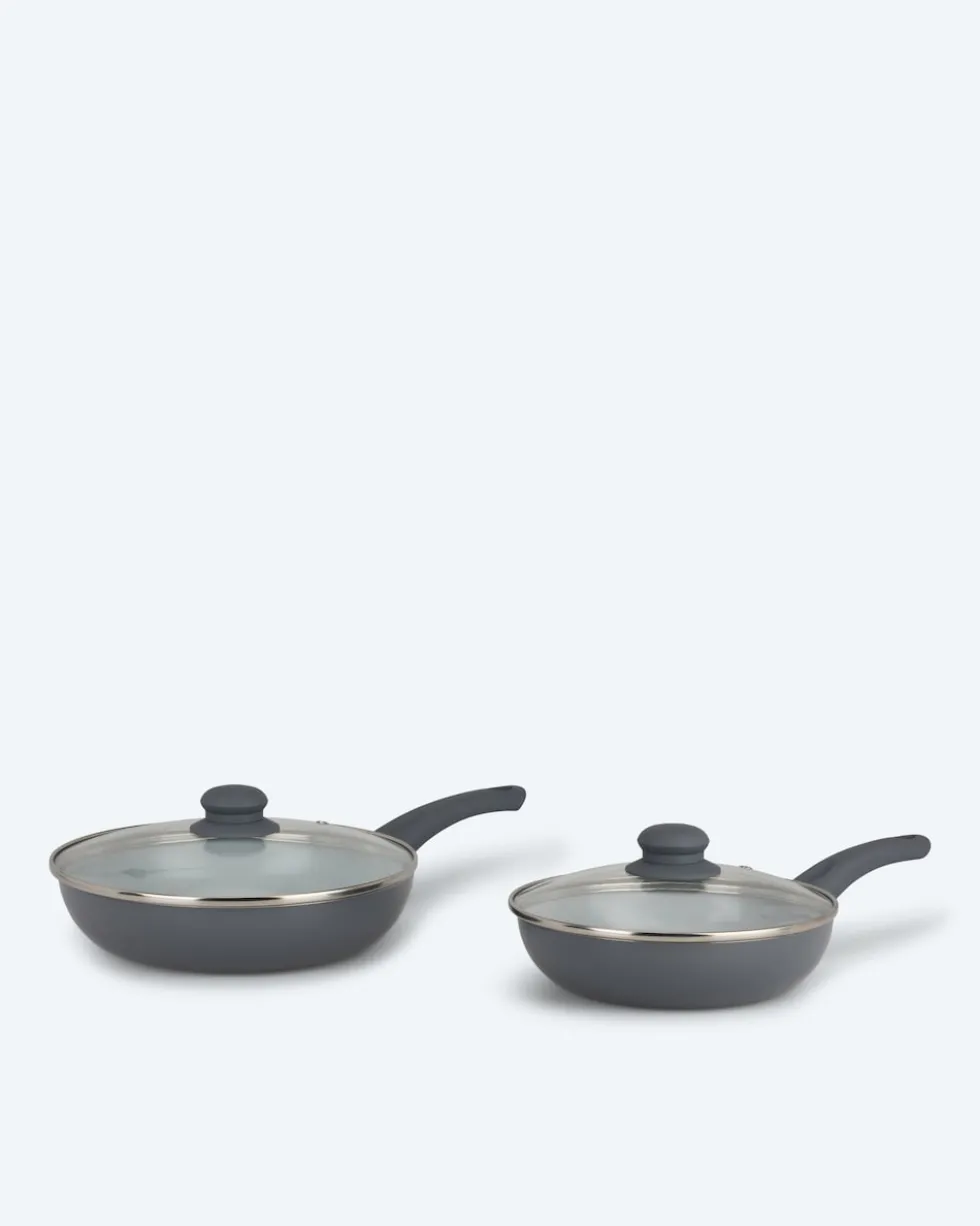 Pfanne + Glasdeckel, 2tlg.