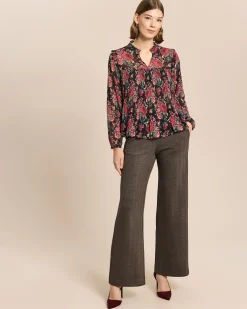 Plissée-Bluse mit Exklusivdruck