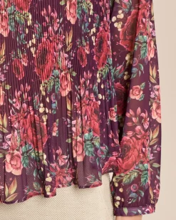 Plissée-Bluse mit Exklusivdruck