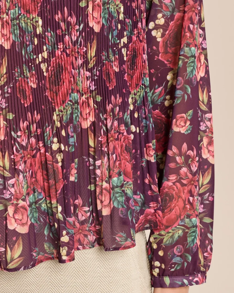 Plissée-Bluse mit Exklusivdruck