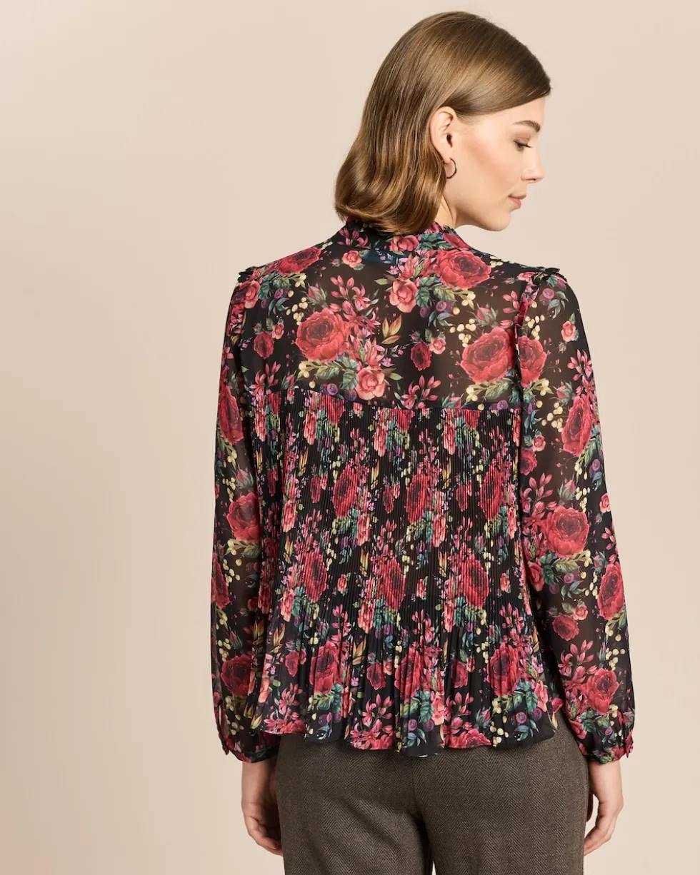 Plissée-Bluse mit Exklusivdruck