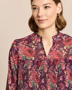 Plissée-Bluse mit Exklusivdruck