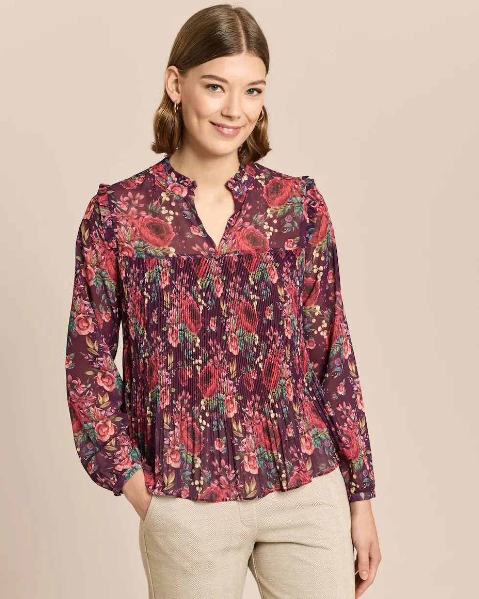 Plissée-Bluse mit Exklusivdruck