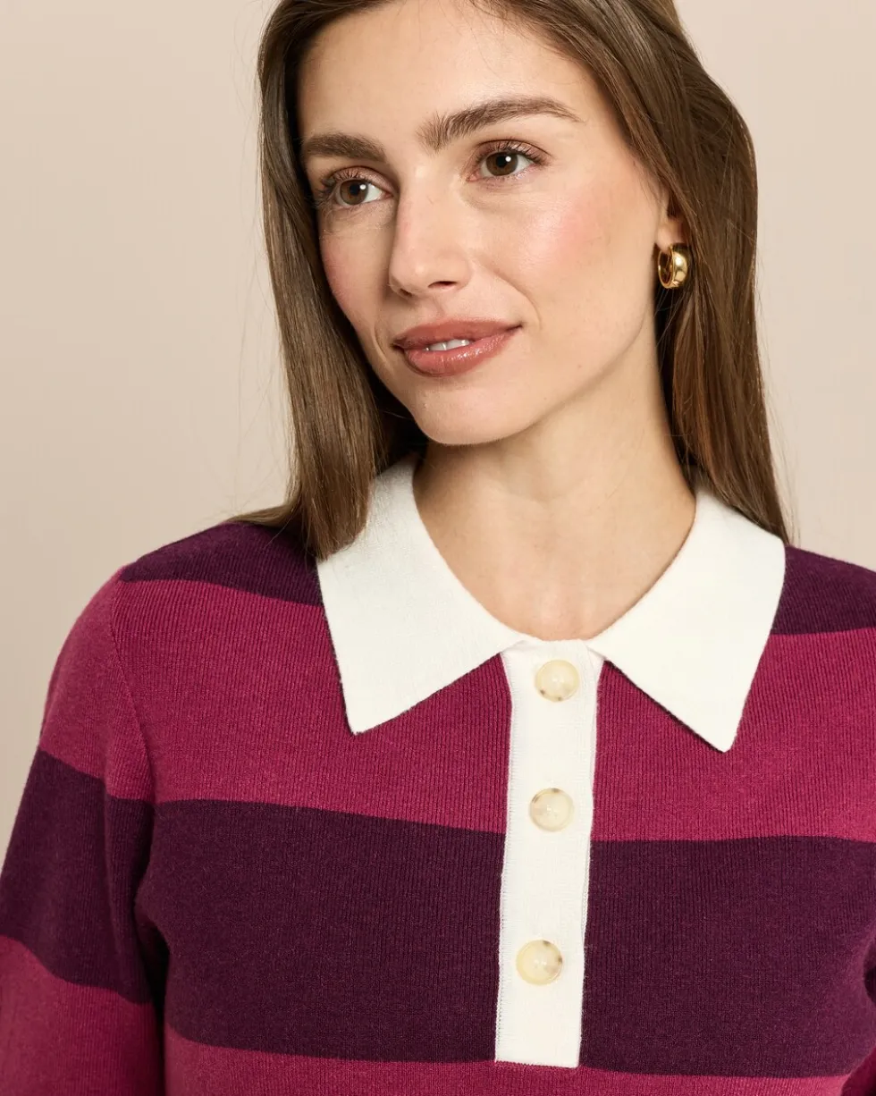 Polo-Pullover mit Blockstreifen