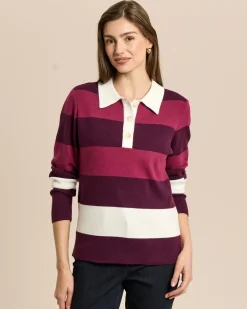 Polo-Pullover mit Blockstreifen