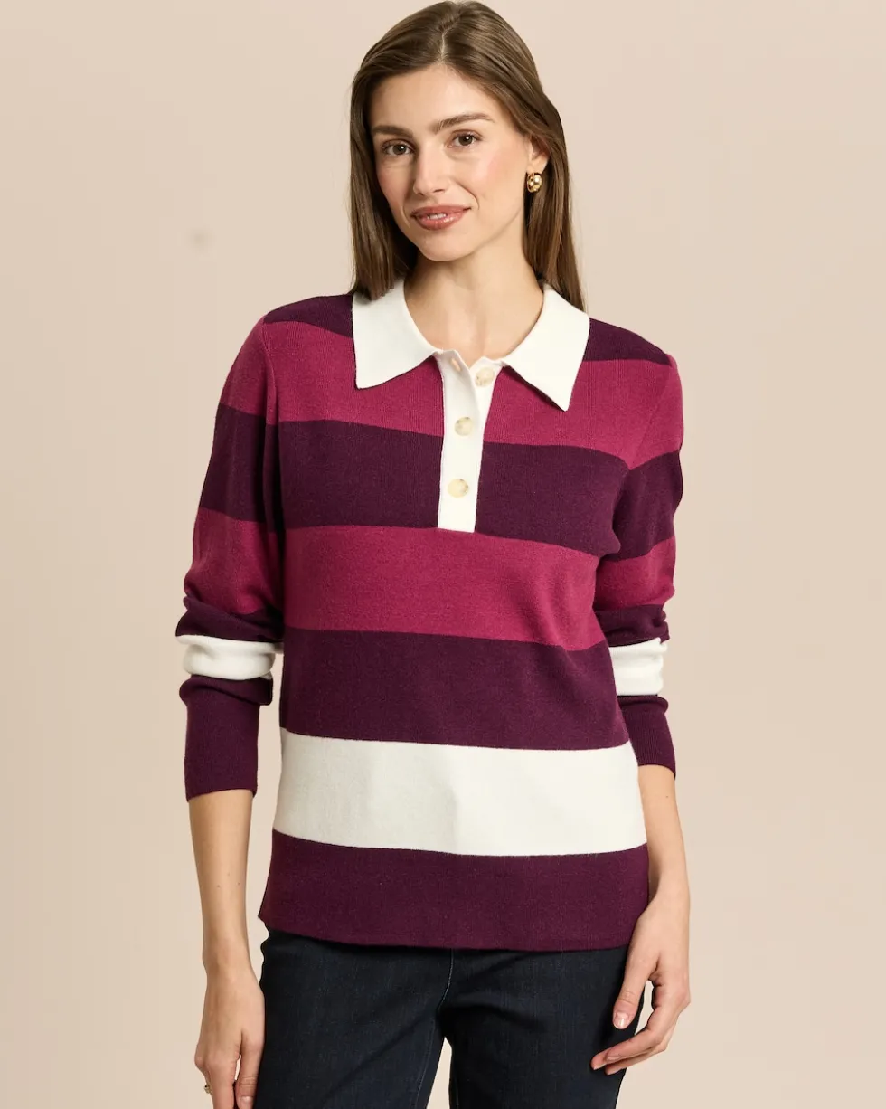 Polo-Pullover mit Blockstreifen