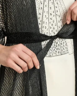 Poncho in Netzoptik mit Gürtel