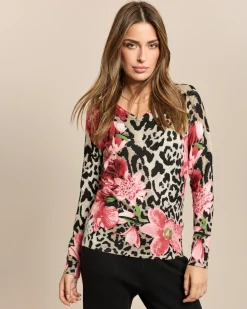 Pullover Animal-Blumen Mix