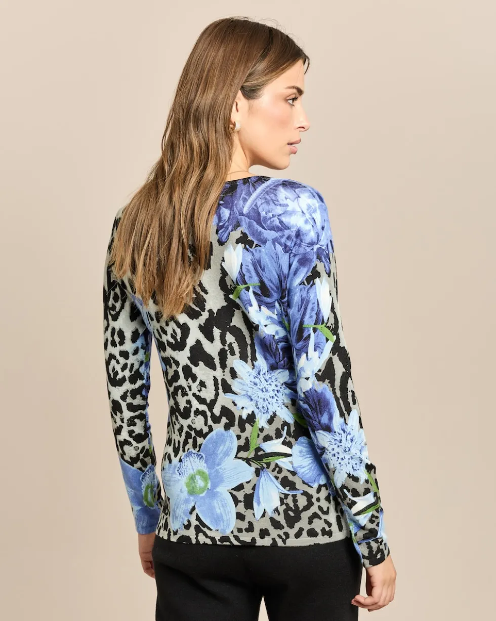 Pullover Animal-Blumen Mix