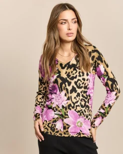 Pullover Animal-Blumen Mix