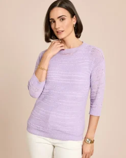 Pullover aus Bändchengarn mit Ajour-Muster