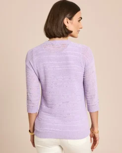 Pullover aus Bändchengarn mit Ajour-Muster