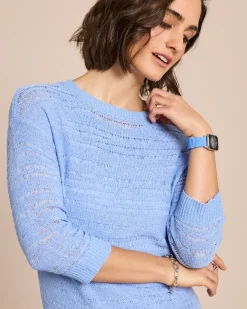 Pullover aus Bändchengarn mit Ajour-Muster