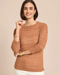 Pullover aus Bändchengarn mit Ajour-Muster
