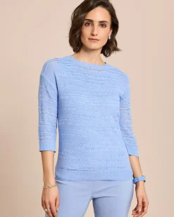 Pullover aus Bändchengarn mit Ajour-Muster