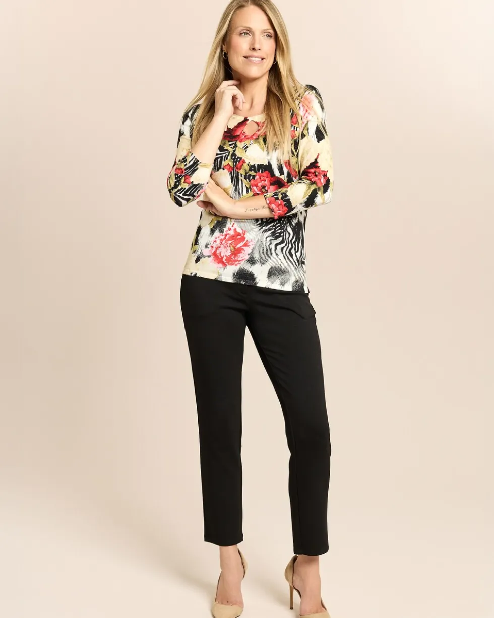 Pullover Blumen-Zebra Mix