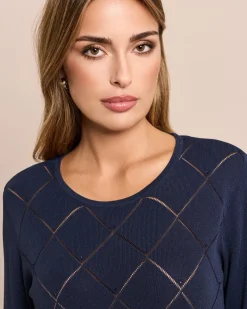 Pullover Italian Strick mit Karo-Ajour