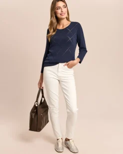 Pullover Italian Strick mit Karo-Ajour