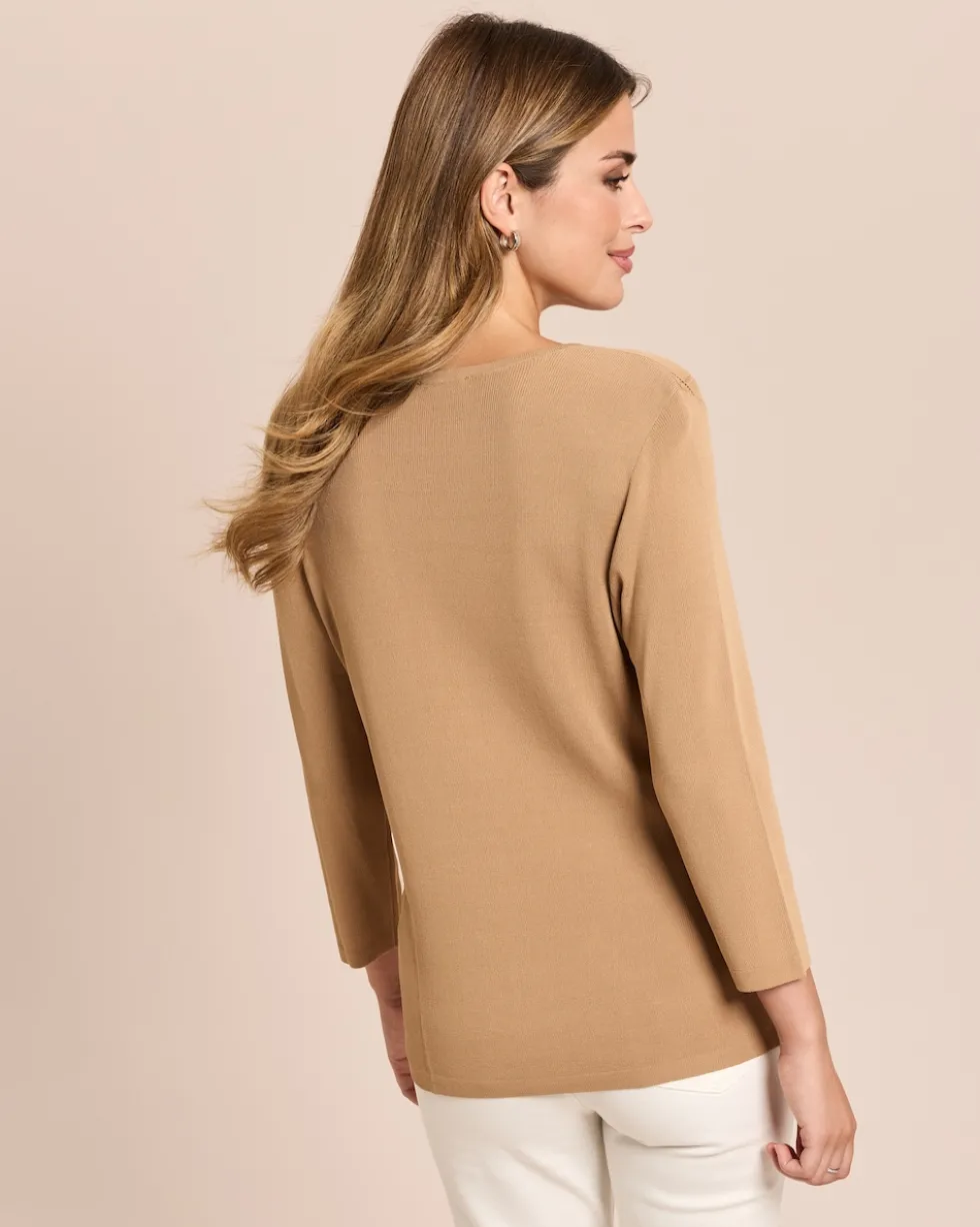 Pullover Italian Strick mit Karo-Ajour