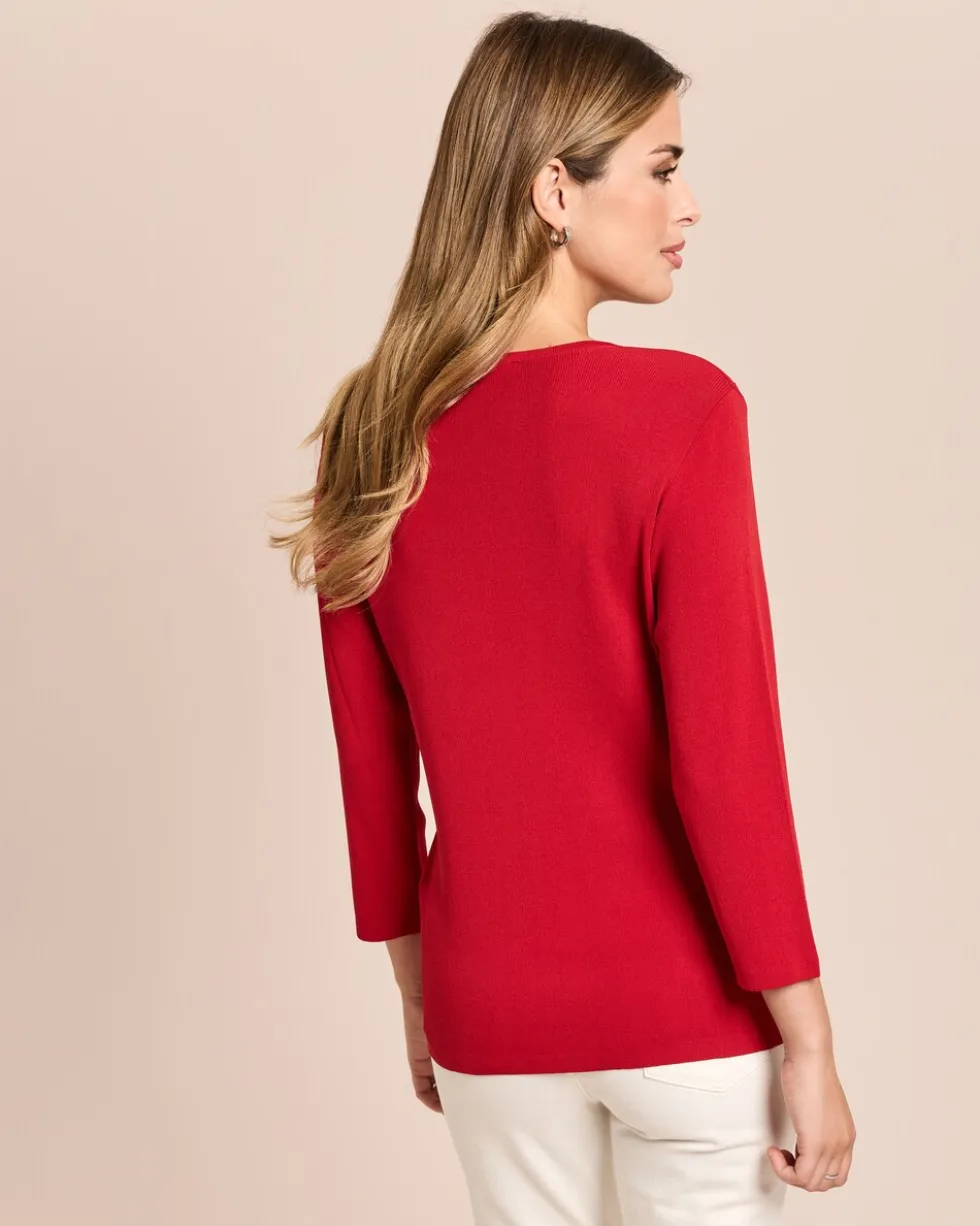 Pullover Italian Strick mit Karo-Ajour