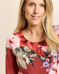 Pullover mit 3/4-Arm und Blumenmuster