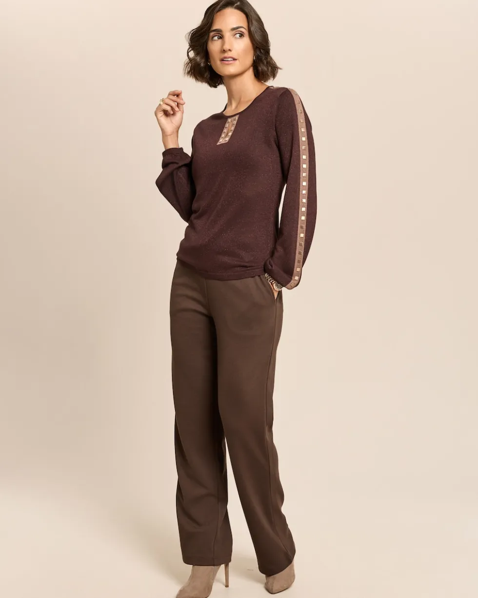 Pullover mit Glanzgarn und Nieten