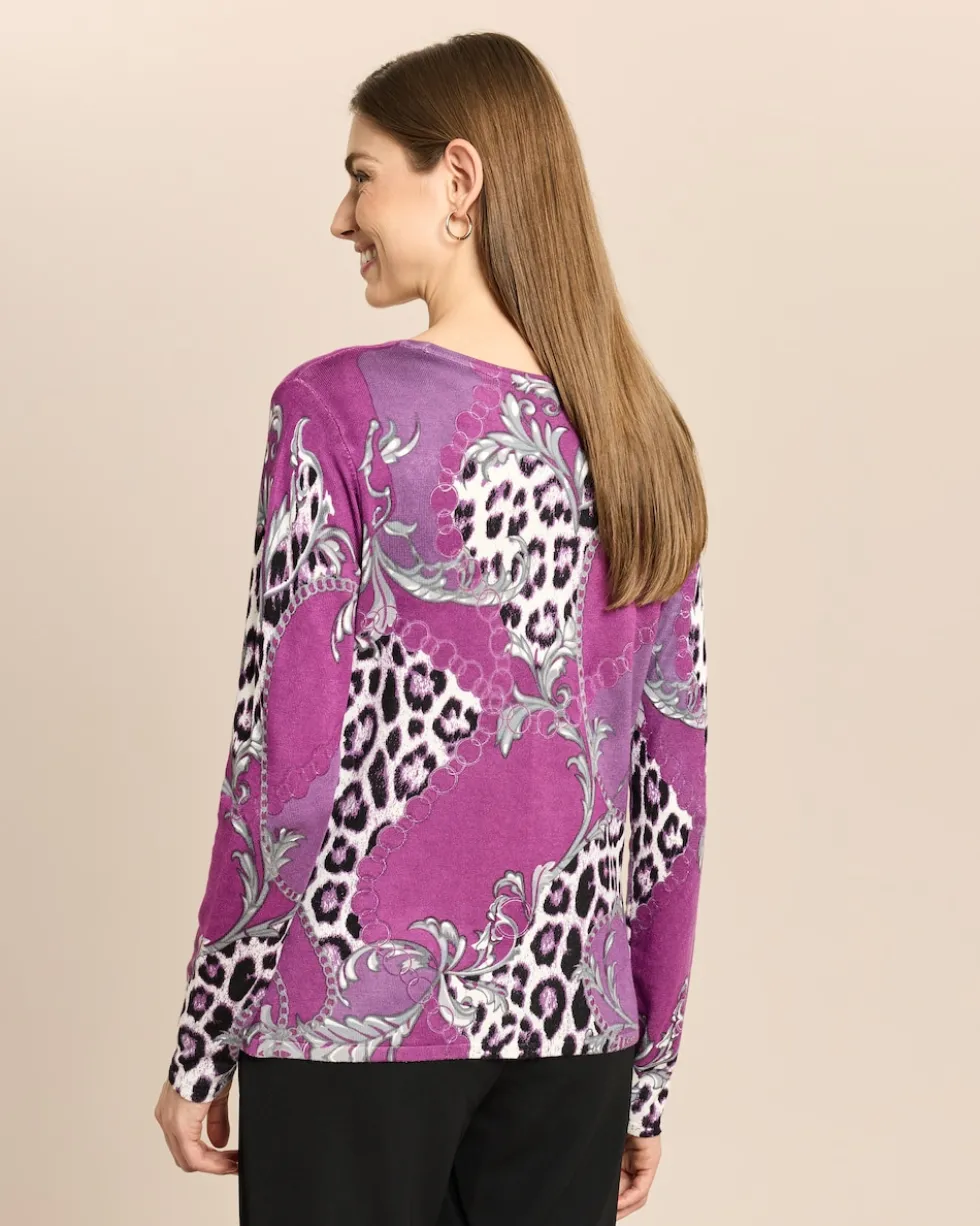 Pullover mit Leo- und Kettenprint